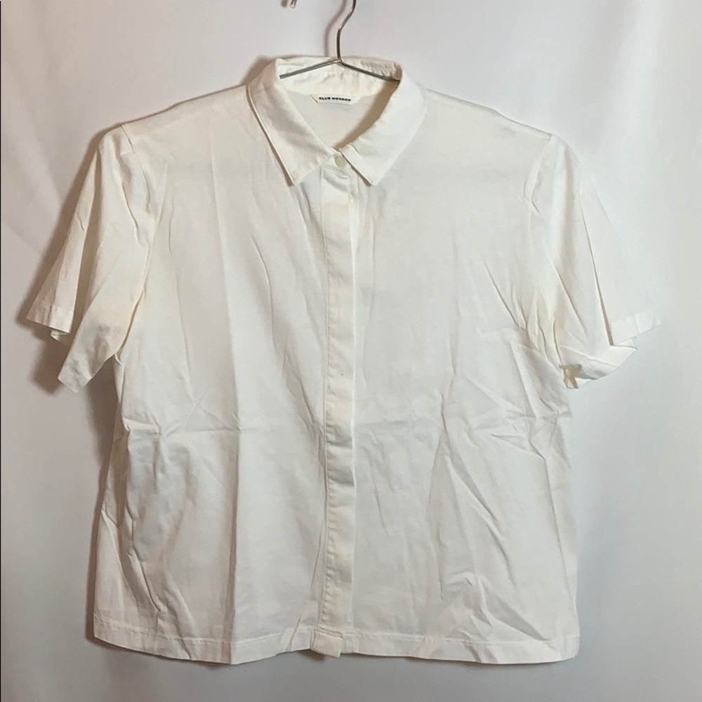 Club Monaco White button up Cropped Shirt